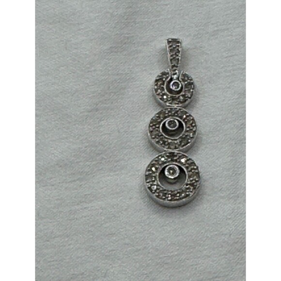 Vintage Diamond 10K White Gold Pendant Signed AFJC Triple Circle Jewelry - Picture 2 of 6